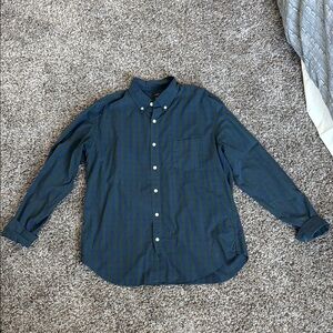 J. Crew Blue and Green Casual Button Down Shirt